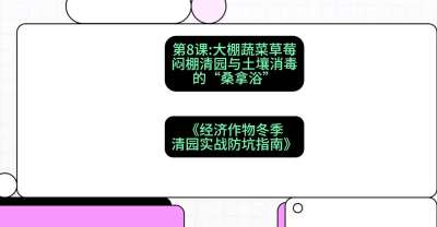 第8节：【大棚蔬菜草莓】闷棚清园与土壤消毒的&ldquo;桑拿浴&rdquo;，课程：《经济作物冬季清园&middot;实战防坑指南》#识农AI